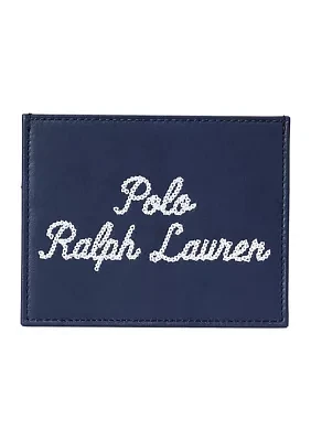 Embroidered Leather Card Case