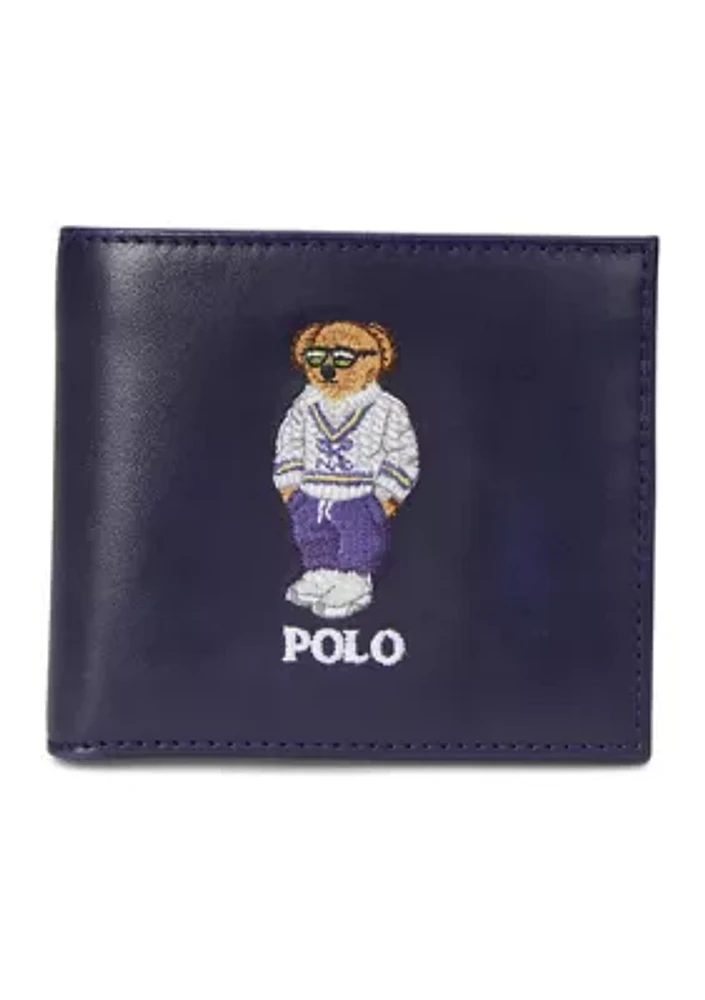 Embroidered Leather Billfold Wallet