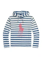 Striped Big Pony Hooded T-Shirt