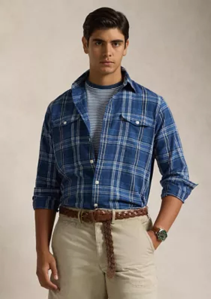 Classic Fit Plaid Linen Cotton Workshirt