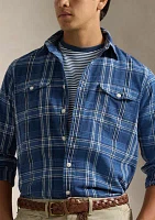 Classic Fit Plaid Linen Cotton Workshirt