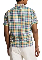 Classic Fit Plaid Oxford Camp Shirt