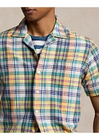 Classic Fit Plaid Oxford Camp Shirt