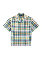 Classic Fit Plaid Oxford Camp Shirt