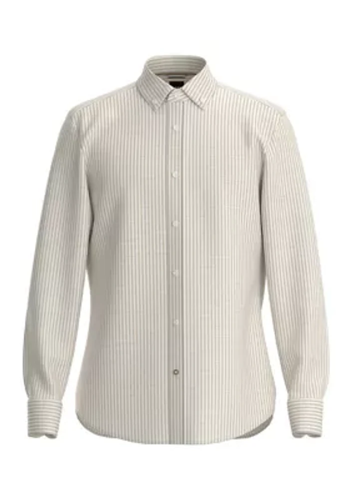 Men's Long Sleeve Striped Dress Shirt