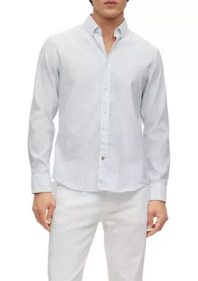 Men's Long Sleeve Striped Dress Shirt