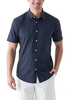 Short Sleeve Woven Printed Button Up Shirt