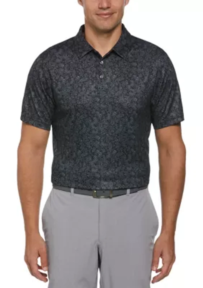 Men's Short Sleeve Abstract Floral Printed Polo Shirt