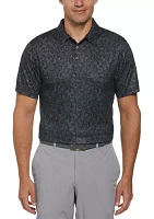 Men's Short Sleeve Abstract Floral Printed Polo Shirt