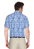 Men's Watercolor Birdie Print Short Sleeve Golf Polo Shirt