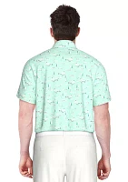 Men's Short Sleeve Stretch Performance Beach Print Polo Shirt