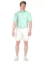 Men's Short Sleeve Stretch Performance Beach Print Polo Shirt