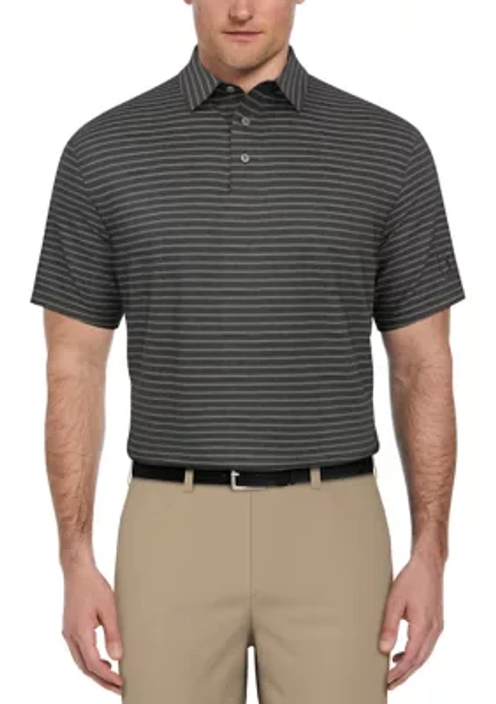 Heather Feeder Stripe Short Sleeve Golf Polo Shirt