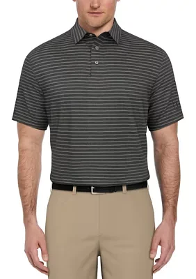 Heather Feeder Stripe Short Sleeve Golf Polo Shirt