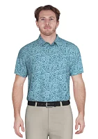 Men's Sea Life Print Golf Polo Shirt with Chest Pocket