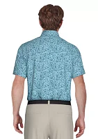 Men's Sea Life Print Golf Polo Shirt with Chest Pocket