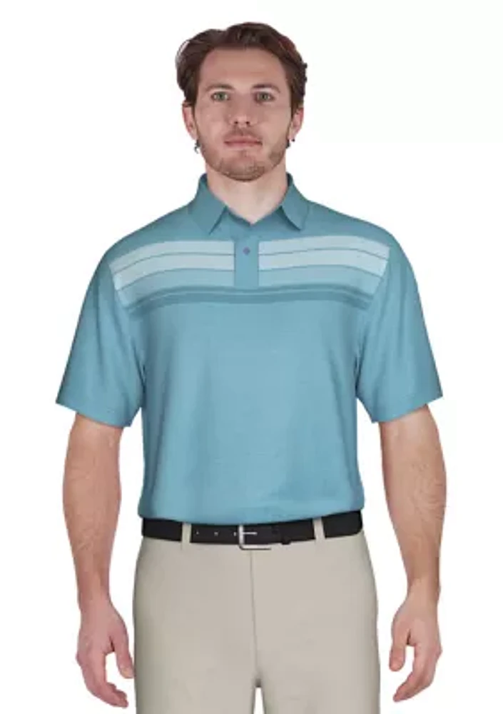 Men's Jersey Chest Stripe Short Sleeve Golf Polo Shirt