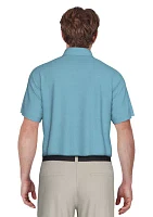 Men's Jersey Chest Stripe Short Sleeve Golf Polo Shirt