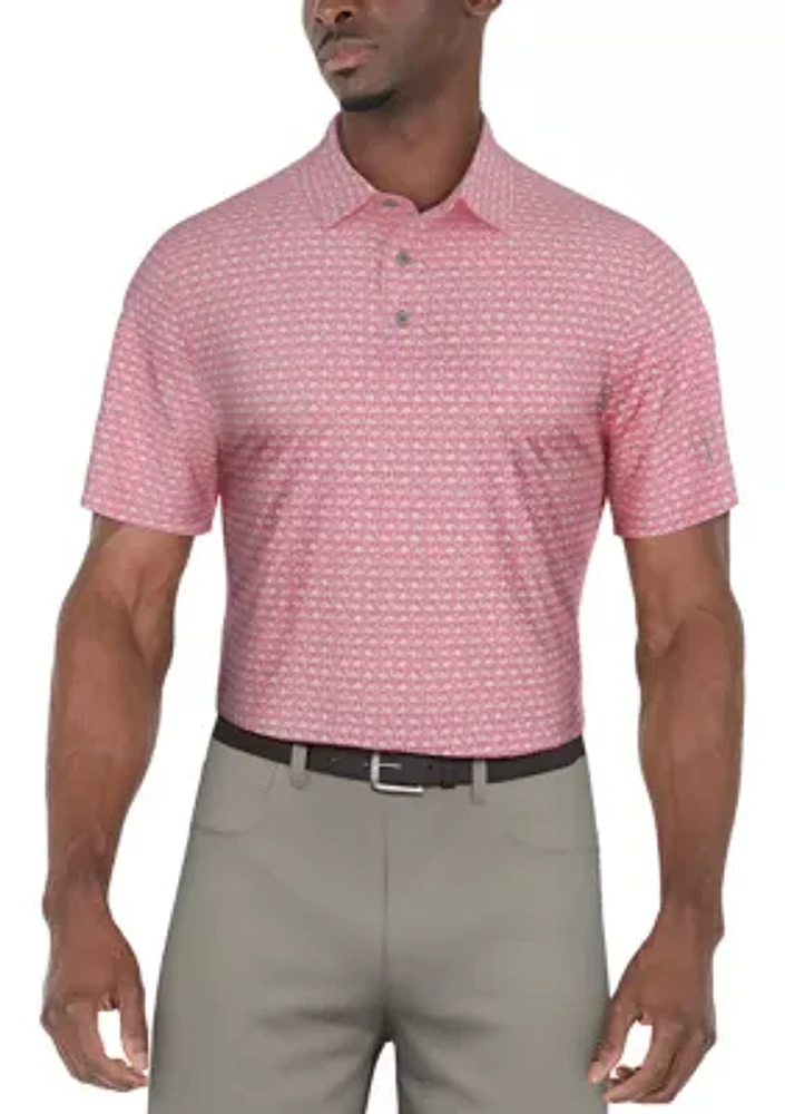 Short Sleeve Flamingo Geometric Printed Polo Shirt