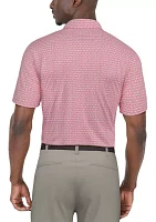 Short Sleeve Flamingo Geometric Printed Polo Shirt