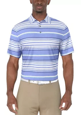 Men's Short Sleeve Allover Stripe Printed Polo Shirt