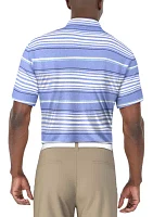 Men's Short Sleeve Allover Stripe Printed Polo Shirt