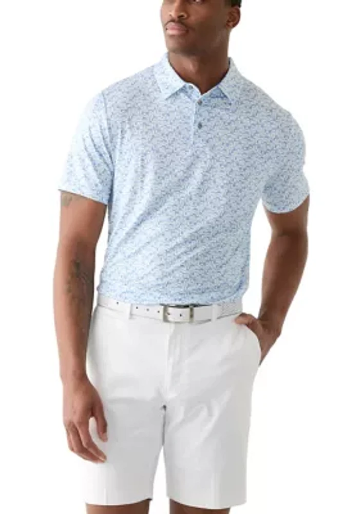 Men's Short Sleeve Golf Ball Geometric Printed Polo Shirt