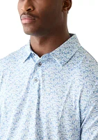 Men's Short Sleeve Golf Ball Geometric Printed Polo Shirt