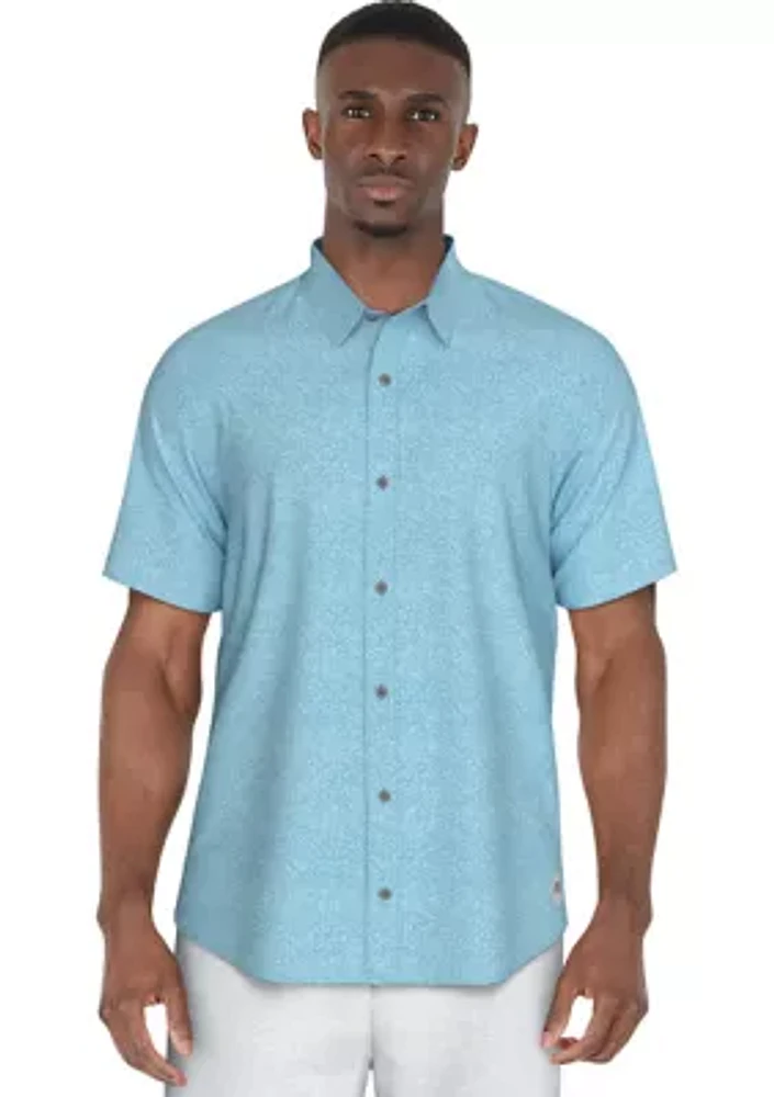 Men's Fruit Print Woven Short Sleeve Button Down Golf Shirt