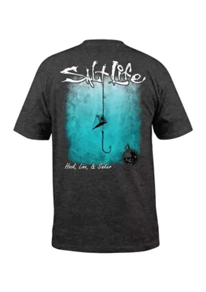 Big & Tall Hook Line and Sinker Fade Short Sleeve Graphic T-Shirt