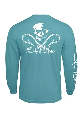 Men's Tall Skull & Hooks Long Sleeve Graphic T-Shirt