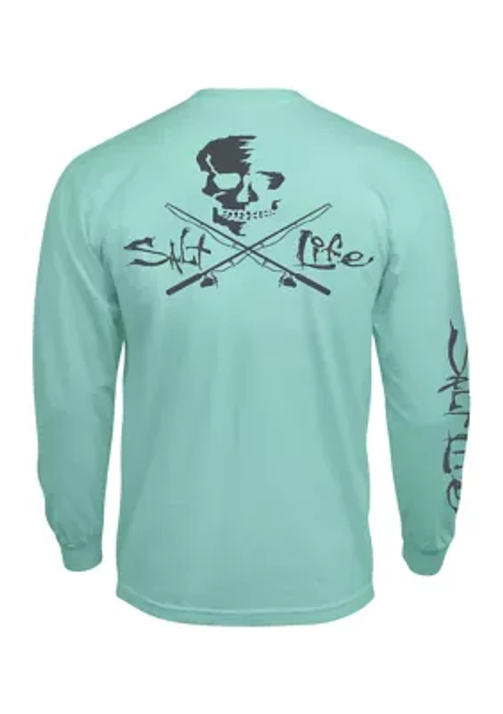 Big & Tall Skull and Poles Long Sleeve Graphic T-Shirt