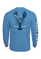 Long Sleeve Lobster Graphic Pocket T-Shirt