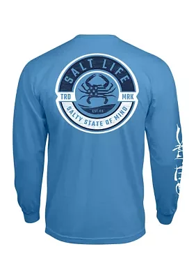 Blue Crab Proud Long Sleeve Graphic T-Shirt