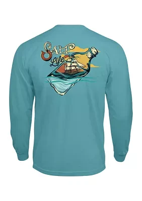 Men's Tall Ship a Bottle Long Sleeve Graphic T-Shirt