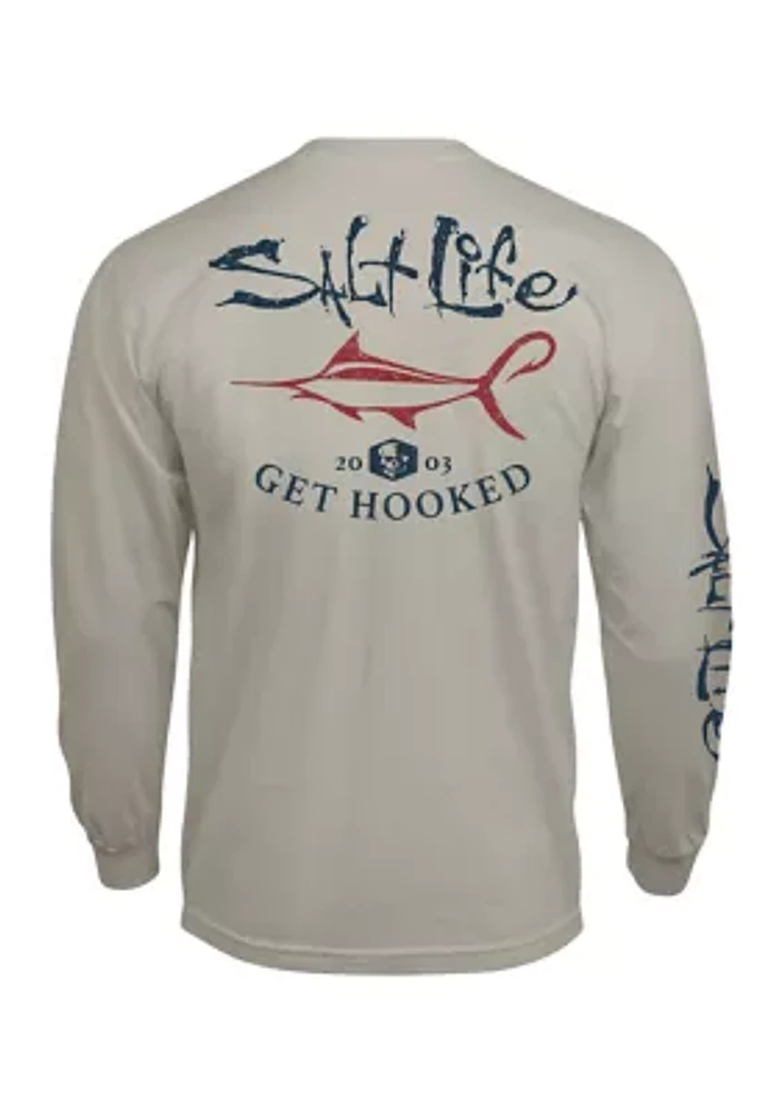 Get Hooked Marlin Long Sleeve Graphic T-Shirt