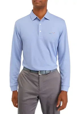 Men's Honeycomb Long Sleeve Polo Shirt