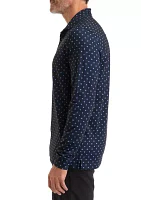 Men's Long Sleeve Diamond Dot Print Polo Shirt