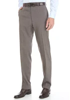 Brown Stretch Flat Front Pants