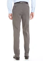 Brown Stretch Flat Front Pants