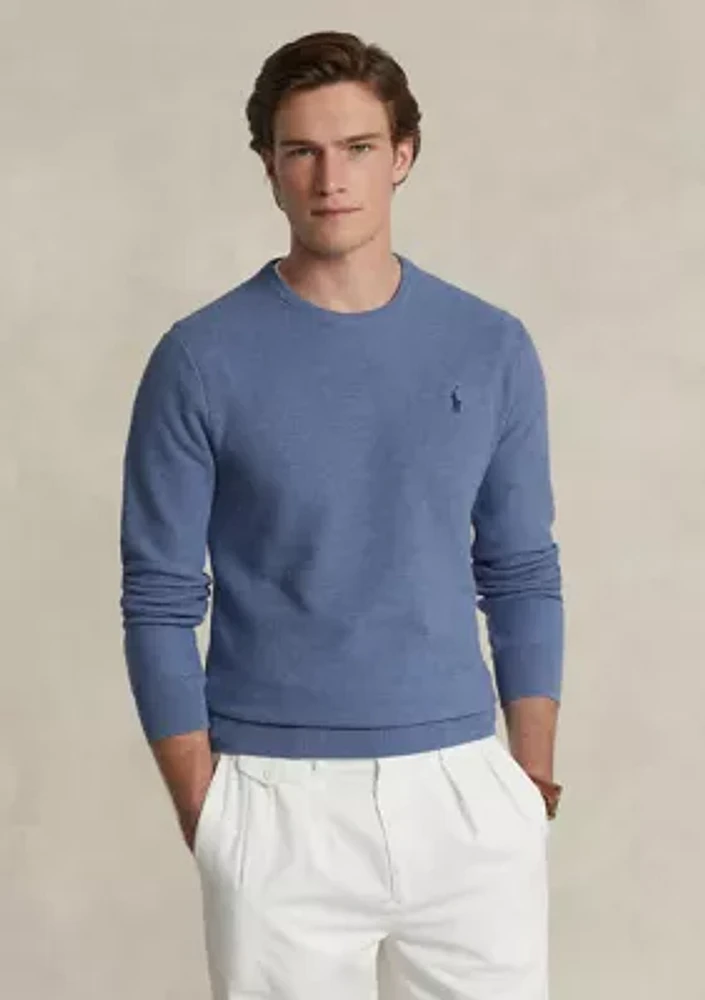 Textured Cotton Crew Neck Sweater