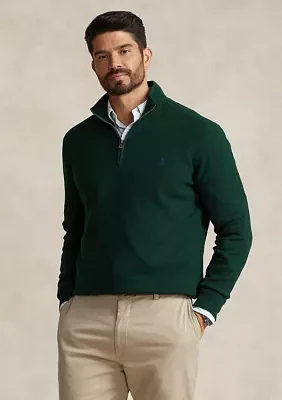 Big & Tall Mesh Knit Cotton Quarter Zip Sweater