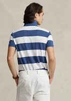 Classic Fit Striped Mesh Polo Shirt