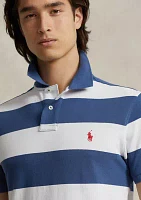 Classic Fit Striped Mesh Polo Shirt