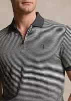 Classic Fit Stretch Mesh Zip Polo Shirt