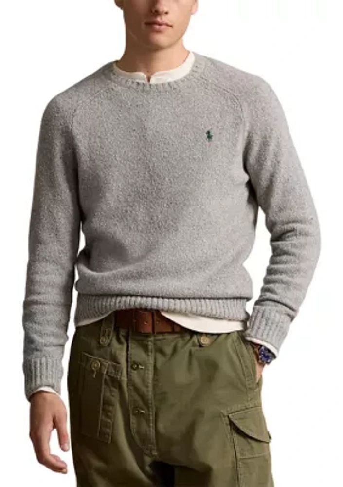 Speckled Wool-Blend Crew Neck Sweater