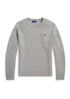 Speckled Wool-Blend Crew Neck Sweater