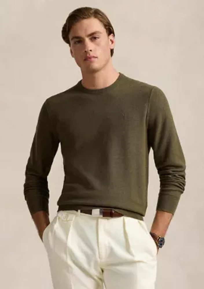 Textured Cotton Crew Neck Sweater