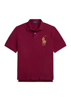 Classic Fit Leather Pony Mesh Polo Shirt