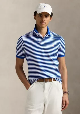 Classic Fit Striped Mesh Polo Shirt